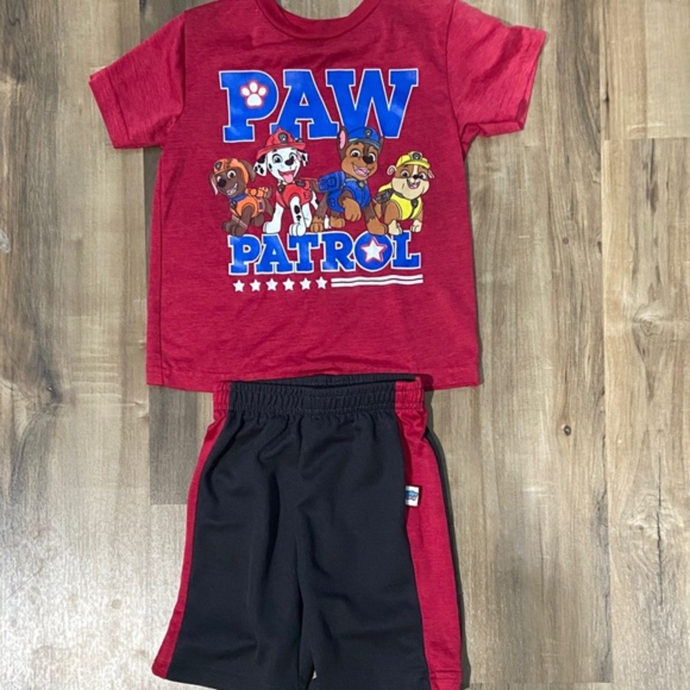 $1 - Paw Patrol Red Graphic T-Shirt and shorts